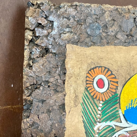 Vintage Mexican Folk Art Amate Bark Paintings On Cork Birds/Flowers 2 - Picture 4 of 12